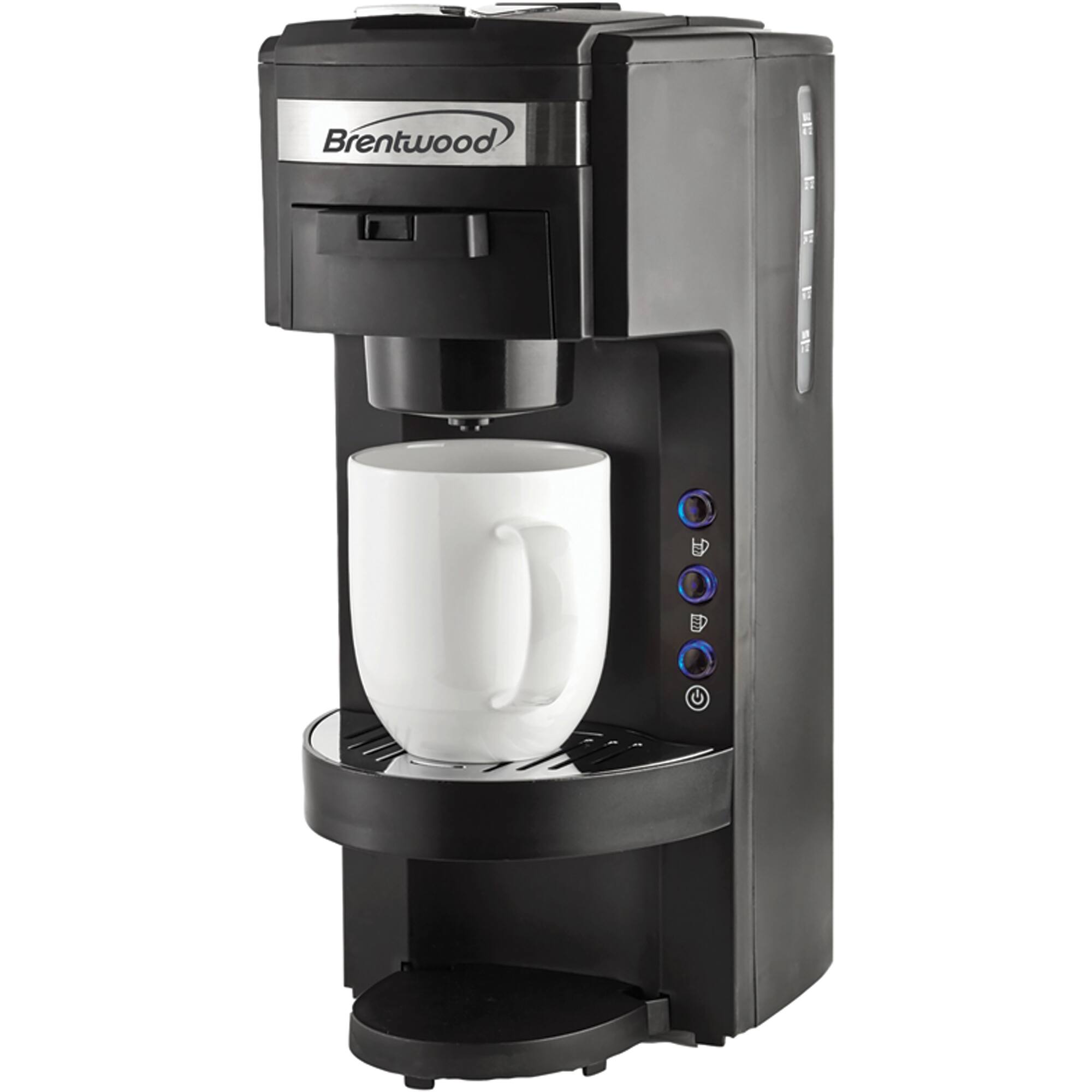 Brentwood Black Single-Serve Coffee Maker with Travel Mug